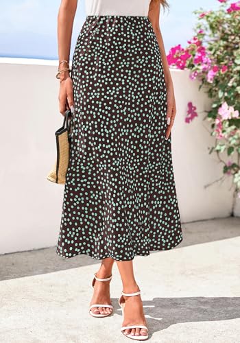 Image of BTFBM Satin Skirts for Women Trendy 2026 Summer Fall | High Waisted A-Line Leopard Print,Floral Print, Business Casual,Cocktail,Wedding Guest,Long Silk Midi Skirt