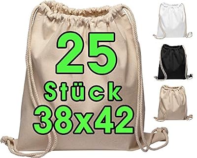 ELES VIDA Borsa da Palestra in Cotone 25 Pezzi 38x42cm - Sportiva - Zaino in Tela, Borsa in Tela certificata Oeko-Tex® per la Spesa Sacca da Palestra Sacca per Set di Pittura