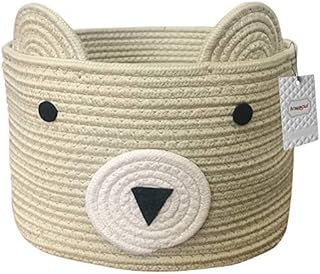 Inwagui Cotton Rope Laundry Storage Basket Baby Hamper Toy Organizer Bear Basket for Nursery Kid's Room - Brown