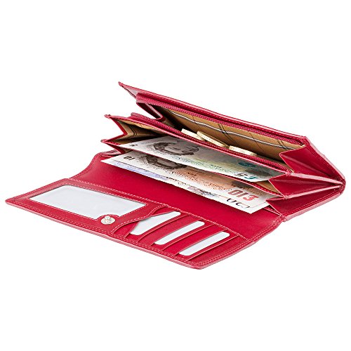 Visconti Monza 10 Ladies Large Soft Leather Checkbook Wallet Purse (Red)4