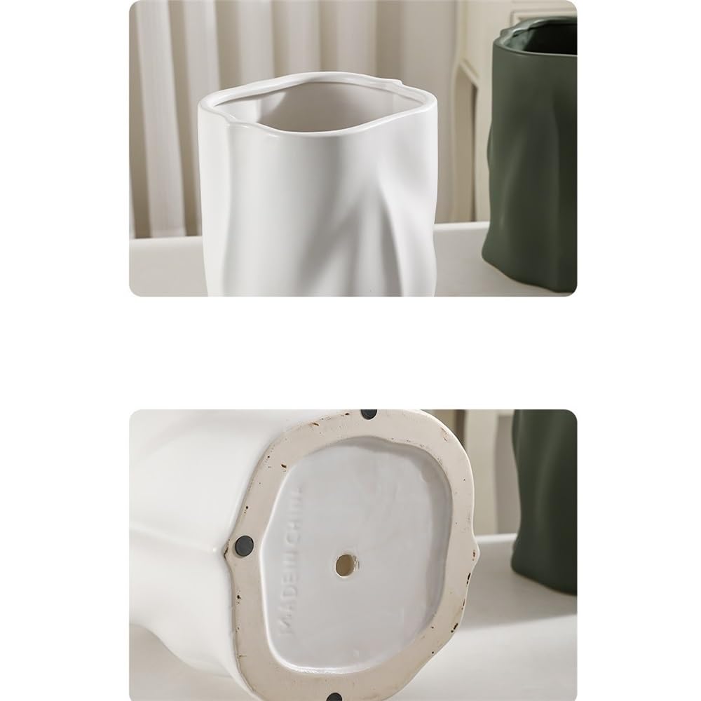 Doniczki Ceramiczna doniczka Nordic Creative Nieregularna 22cm średnicy Salon Zielona Dekoracja domu Doniczka ceramiczna(Biały)