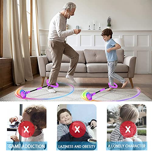 MEISHANG Swing Wheel mit Lichtrad,Kinder Blinkender Springring,Kinder Blinkender Springring Fußkreisel,Springender Ball Blinkender,Faltbarer Flash Jumping Ball,Blinkender Sprungball (Lila/1)