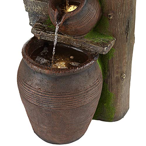 Four Jug 39 1/4" High Large Rustic Indoor Outdoor Decor Faux Stone Floor Fountain with Light LED Waterfall Cascading Standing Water Feature for Outside Garden Patio Yard Backyard - John Timberland - Image 3