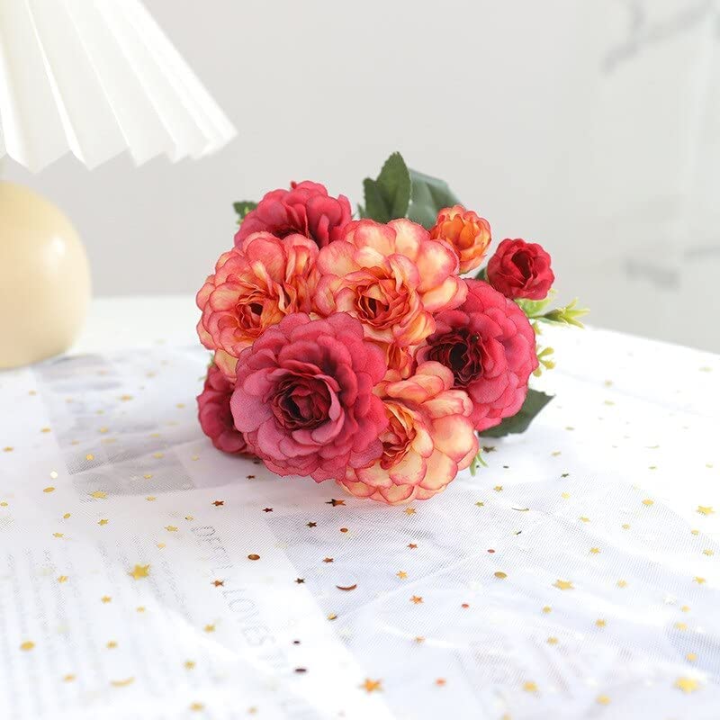 Fiori Artificiali Rosa Peonia di Seta con Congedo vegetale Fiori di Carta Decorazione murale Decorazione di Nozze Autunno Blumen Artigianato Festa della Mamma