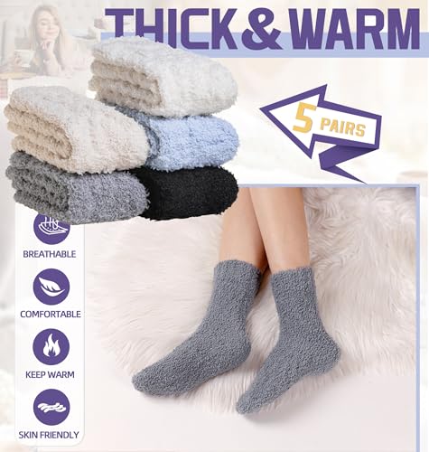 Image of DoSmart Fuzzy Socks For Women Slipper Warm Fluffy Soft Winter Cozy Plush Cabin Sleep Christmas Home Socks