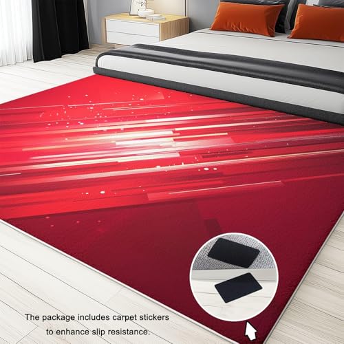 Tapis rouge géométrique diagonal 40x110cm lavable à poils courts - 6