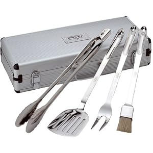 All-Clad Professional Tools with Case Stainless Steel BBQ Tool Set 4 Piece Pots and Pans, Cookware Silver All Clad Professional Tools with Case Stainless Steel BBQ Tool Set 4 Piece Pots and Pans Cookware Silver