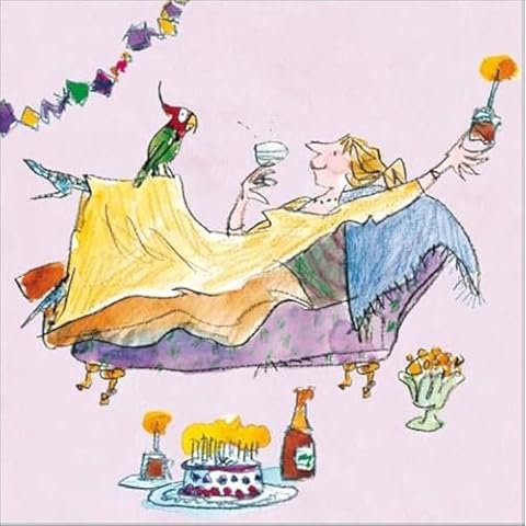 Quentin Blake Relaxing Lady Birthday Card Cover