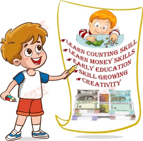 Image of Kids Learning Money Toy Set for Early Education, Currency Notes Pretend Play Kit, Counting & Money Skills Educational Toy for Boys & Girls, Creativity & Math Learning Activity Game Set (11x6)