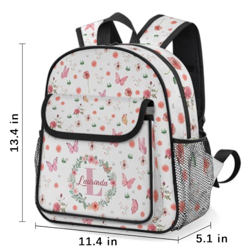Custom Mini-Backpack for Girls-Kids-Toddler with Initial Name, Personalized Cute Flower Butterfly Mini Schoolbags, Children Kindergarten Preschool Bookbag, for Travel Daypack Nursery Daycare2