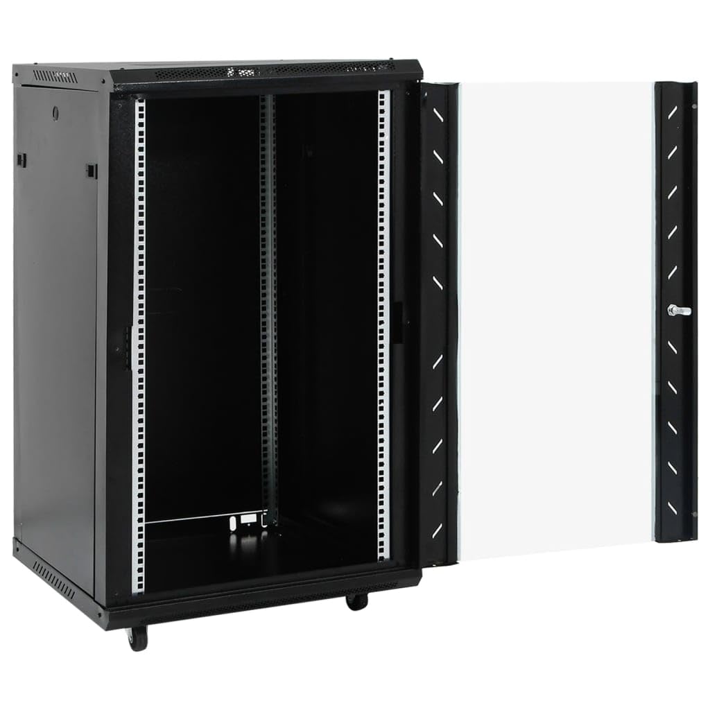 vidaXL Coffret de réseau 18U 19" IP20 Noir 60x60x100 cm, Coffret de réseau sur Pied, Armoire de données, Support de réseau