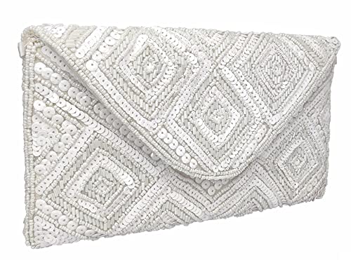 Image of DUCHESS Women's Hand Embroidered Envelope Clutch -Bridal Ethnic Traditional Casual Purse /Clutch /Handbag (23 L x 2.5 W x 13H cm)