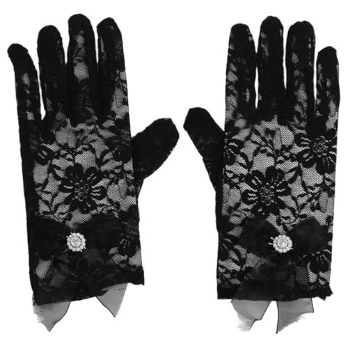 TiaoBug Women Short Lace Glove Wedding Bridal Gloves for Prom Evening Dinner Tea Party