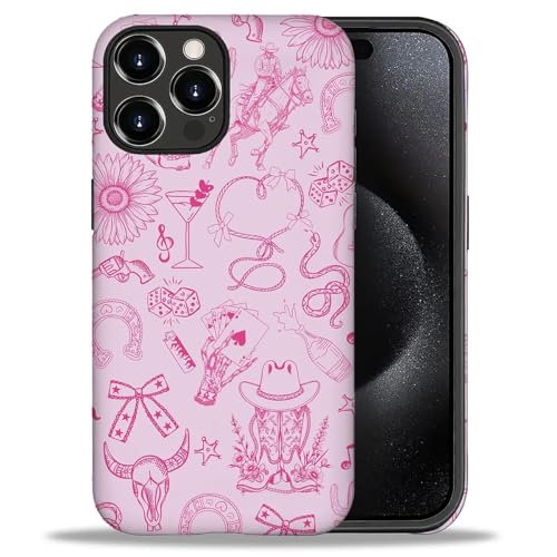 Coque iPhone 16 Pro Max motif rose de cowgirl, idée cadeau tendance