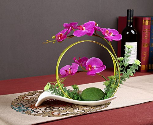 Nnee Artificial Phalaenopsis Orchid Arrangement With Decorative Flower Pot - Purple Orchild A323 #TOP2