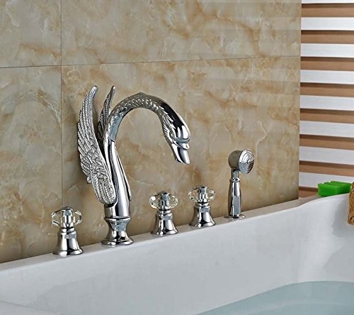 Robinet de baignoire répandue chrome mitigeur mélangeur salle de bain 5 pcs