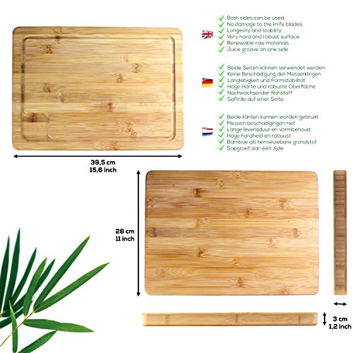 Planche à découper en bambou de cuisine rectangulaire réversible et durable - 7