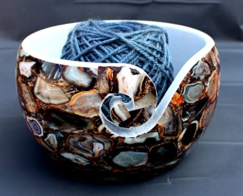 Image of Multi Purpose Wooden Yarn Bowl - Yarn Holder Rosewood - Knitting Bowl Handmade Wooden Yarn Bowl for Knitting and Crochet | Large Knitting Bowl Mother's Day Gift (Black)