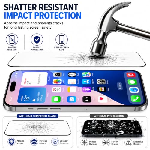 Image of Tempered glass for iphone 15 plus /iphone 16 plus (6.7 Inch) | Screen Protector Full HD, Anti-Scratch, Edge-to-Edge Coverage, Easy Installation of iphone 15 plus tempered glass | Pack Of 1
