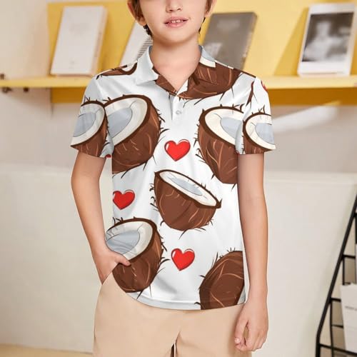 Boys' Classic Polo Shirts Short Sleeve Moisture-Wicking Golf & Tennis Shirts for Youth Teens Cute Coconut2