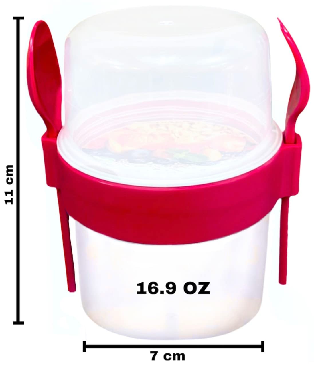 VL 4 vasi per yogurt riutilizzabili da 500 ml contenitore per avena durante la notte con cucchiaio e forchetta senza BPA per la colazione a GO Cereal On the Go Cassetta per
