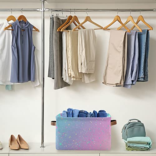 Unicorn Background with Rainbow Pattern Large Storage Basket Foldable Storage Box Organizer Bins with Handles for Bedroom Home Office - Image 4