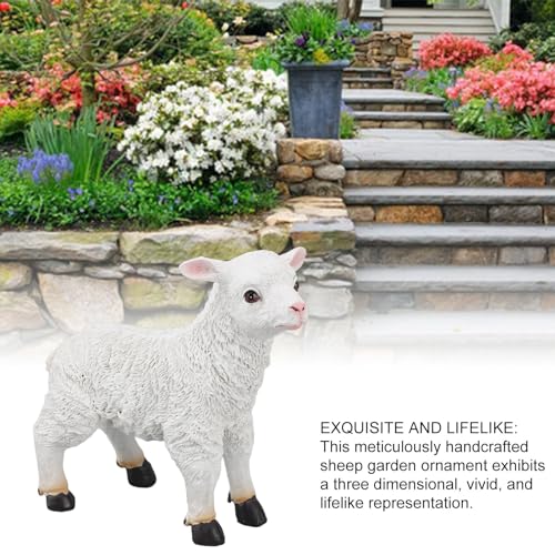 Fockety Sheep Statue, Hand Made Lifelike Resin Lamb Statue - Image 4