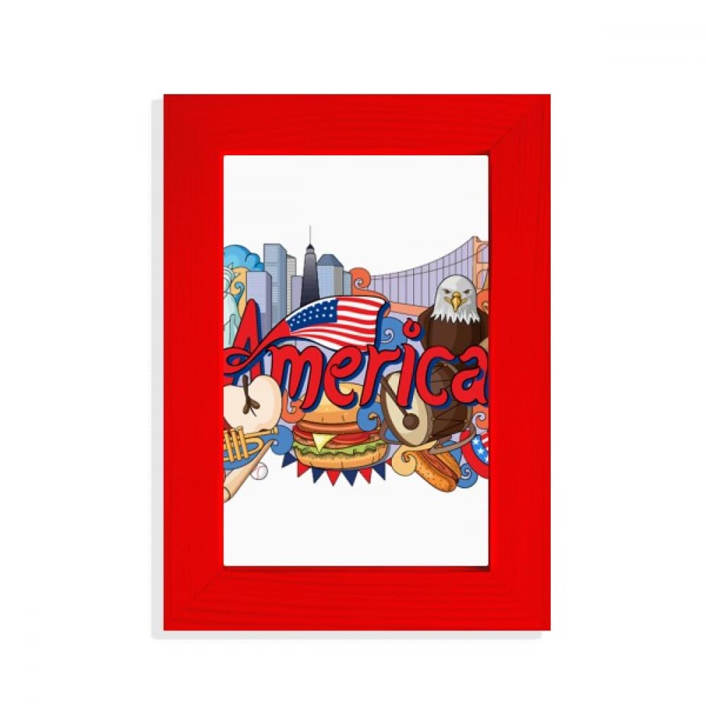 Cadre photo Eagle Liberty Burger America Graffiti Rouge pour décoration murale