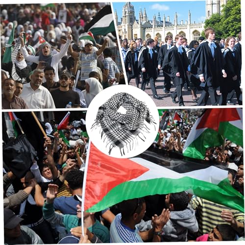 Palestinian Scarf Palestine Wrap 39x39inch Shemagh Scarf, Soft & Skin-Friendly Plaid Palestine Keffiyeh with Tassel, Head-Neck-Face Accessory4