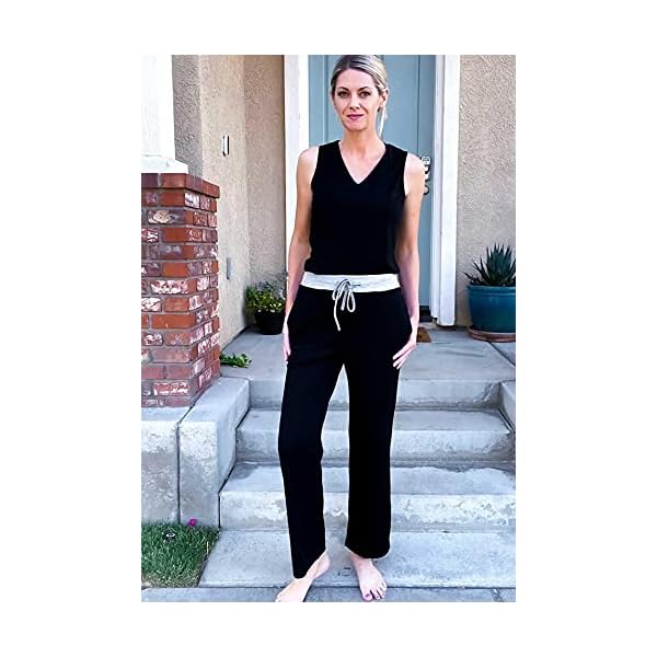 Dofaoo-Womens-Pants-with-Pockets-Winter-Wide-Leg-Sweatpants-Elastic-Waist-Drawstring-Pants Dofaoo Womens Pants with Pockets Black Sweatpants for Women Plus Size Long Pants Winter Black XL