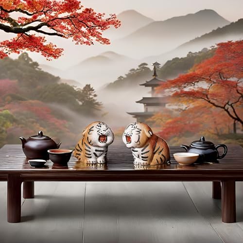 Chinese Purple Clay Tea Pet Tiger Cute Funny Tea Accessories Lazy Kung Fu Tea Sets For Tea Lovers Home Car Shelves Decor (Yellow) image 4