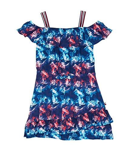 Tommy Hilfiger Girl's Off the Shoulder Dress, Ruffled Shoulder Trim With Cinched Waist & Flared Skirt