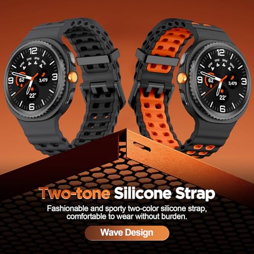 Image of Compatible with Samsung Galaxy Watch 8 Classic Strap 46mm Silicone Sport Galaxy Watch 8 Strap 44mm 40mm Replacement Band(No Watch)