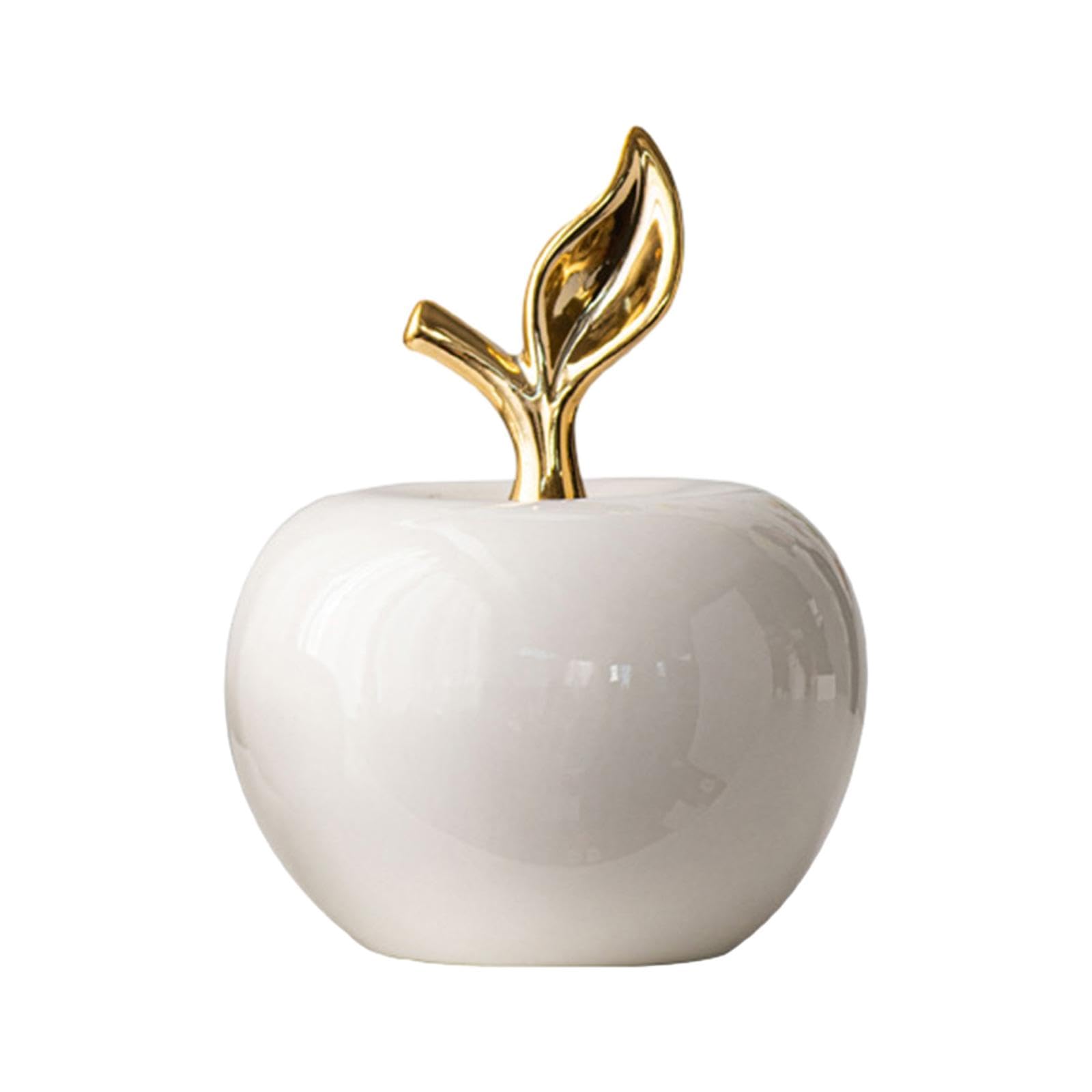 F Fityle Statua di Mele Figurina in Ceramica Centrotavola da Collezione Ornamento Scultura di Frutta per l'arredamento dell'ingresso della libreria, Bianco, Grande