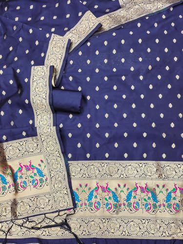 Image of DEVANGI Women's Pathni Banarasi Silk Unstitched Salwar Suit Dress Material With Dupatta