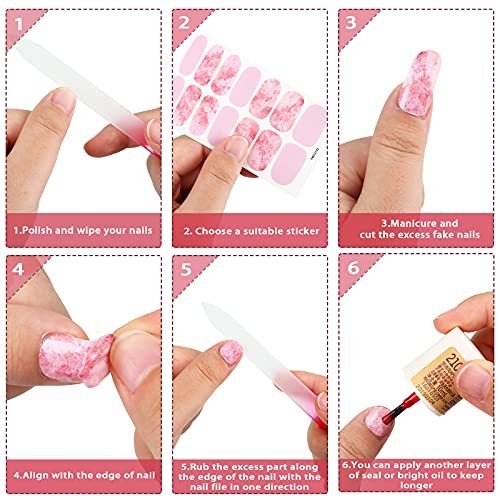168 Pieces 12 Sheets Gradient Marble Full Nail Stickers Marble Printed Full Wrap Nail Stickers Self Adhesive Nail Decal Strips With Nail File For Women Girls Diy Nail Craft () #TOP6