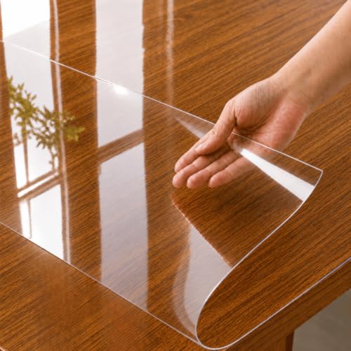 Image of Qlarity Covers 1mm Slim Shield Clear Table Cover Protector, 46 x 42 Inch