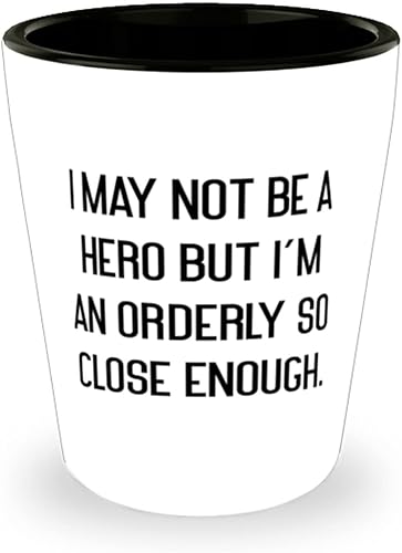Sarcastic Orderly Shot Glass, I May Not Be a Hero but I'm an Orderly So Close Enough, Present For Men Women, Fun Gifts From Boss, Unique gifts, Cool
