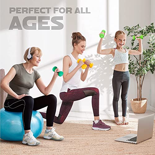 Yes4All Neoprene Coated Dumbbell Hand Weight Sets of 2 - Multiple Weight Options with 15 Colors, Anti-roll, Anti-Slip, Hexagon Shape - Image 8
