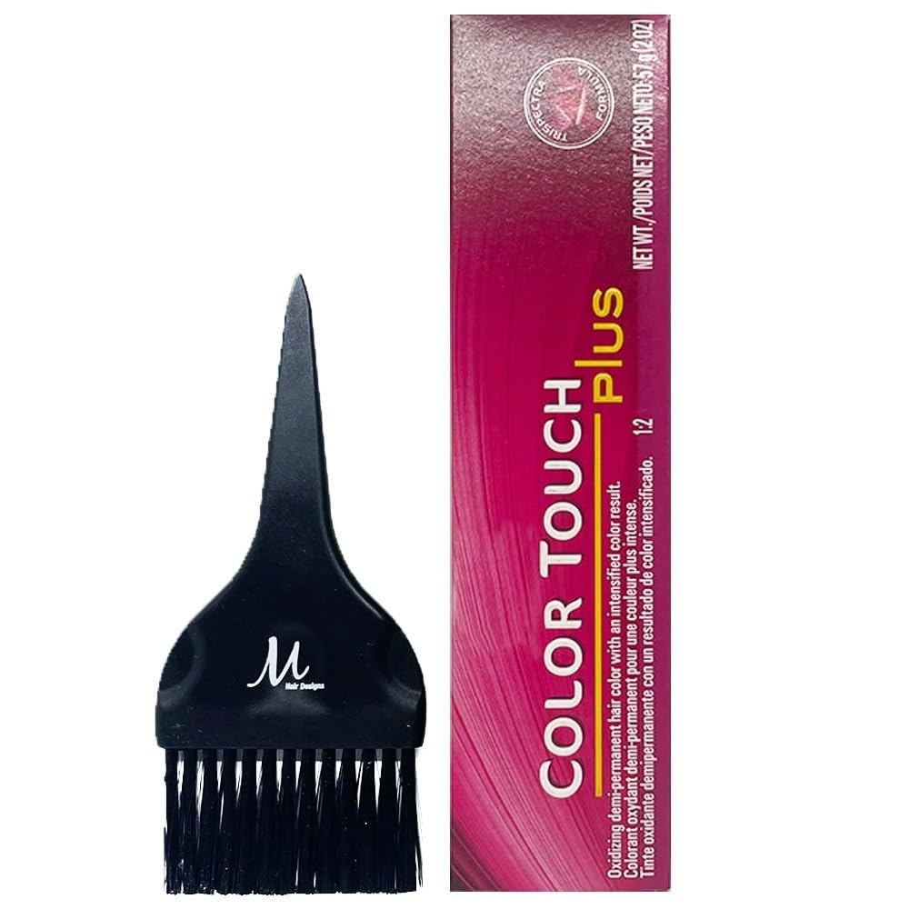 Color Touch Plus 55/06 Intense Light Brown/Natural Violet Hair Color 2 Oz and M Hair Designs Tint Brush (Bundle)