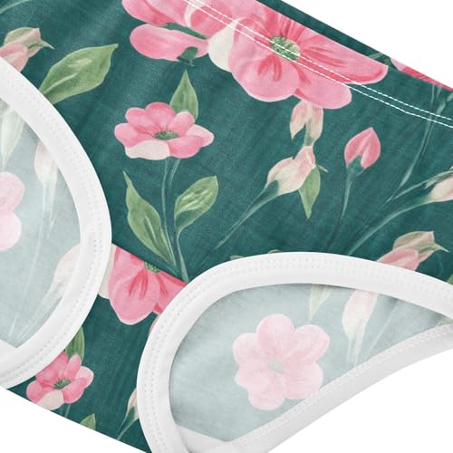 Animals Toddler Underwear Floral 2t Cotton Girl Panties Cute Delicate Pink Flowers Green Leaves Kids Briefs Undies4