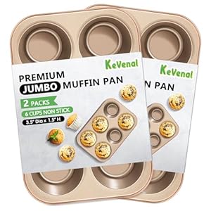Kevenal Jumbo-Muffin-Pan – Teglia antiaderente per 6 cupcake, grande, resistente, per muffin, adatta al forno e facile da pulire (tazza grande, 8,9 x 3,8 cm)