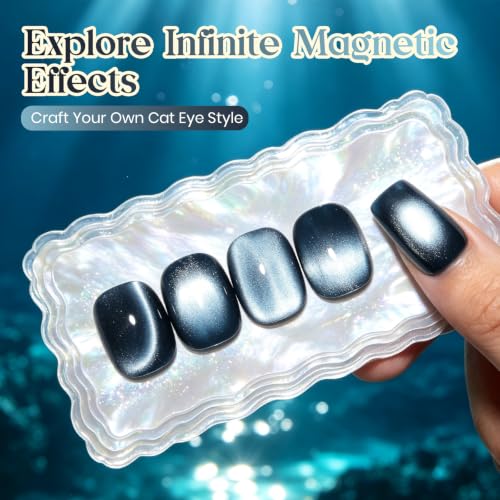 Image of Beetles Blue Gray Glass Cat Eye Gel Nail Polish, 15ML Ocean Ash Gel