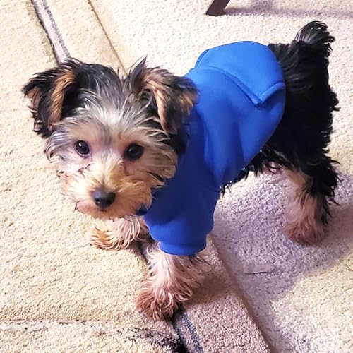 Jecikelon Winter Dog Hoodie Sweatshirts with Pockets Warm Dog Clothes for Small Dogs Chihuahua Coat Clothing Puppy Cat Custume (Dark Blue, Medium) - Image 4