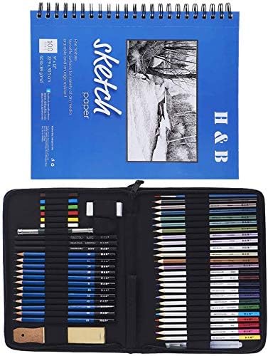 Amazon.co.jp: スケッチ鉛筆 51セット 鉛筆セット デッサン鉛筆 紙ペン 