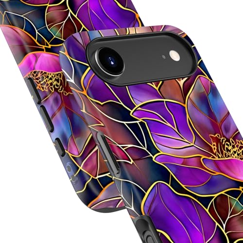 Image of Goodon for iPhone Air Case Cute - Wireless Charging Compatible - Dual-Layer Hard Shell + Silicone Cover - Protective Phone Case with Trendy Designs for Women - Blooming Purple Flowers