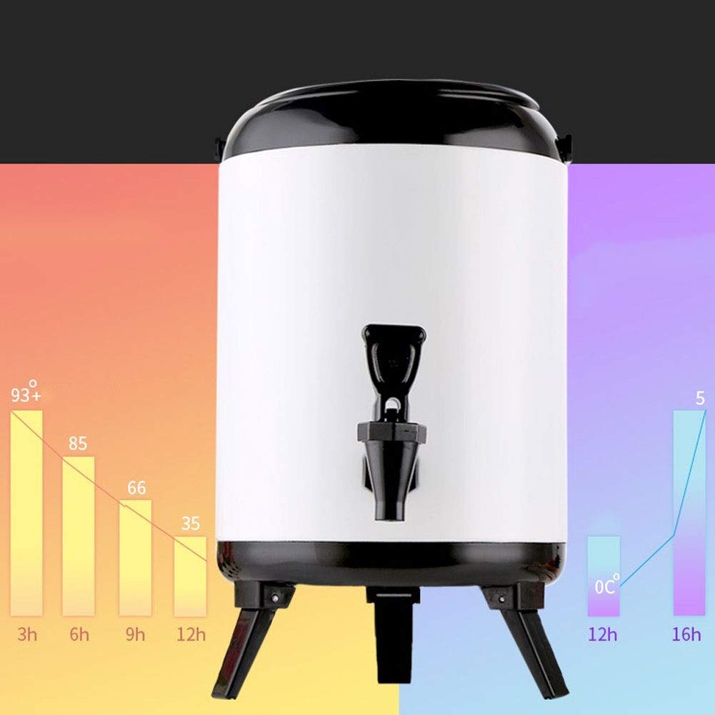 Barril Aislado Hervidor Bebidas Calientes, 8L/10L, Cubo de Termo Barril de Té con Leche, Doméstico y Comercial de Doble Capa, Mantener Caliente y Frío, 304 Acero Inoxidable