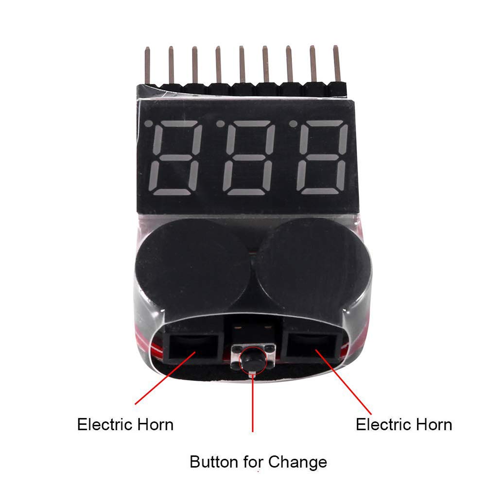 ARCELI RC 1-8s Lipo Battery Tester Monitor Low Voltage Buzzer Allarme Voltage Checker con indicatore LED per Lipo Life LiMn Li-ion Battery (2PCS