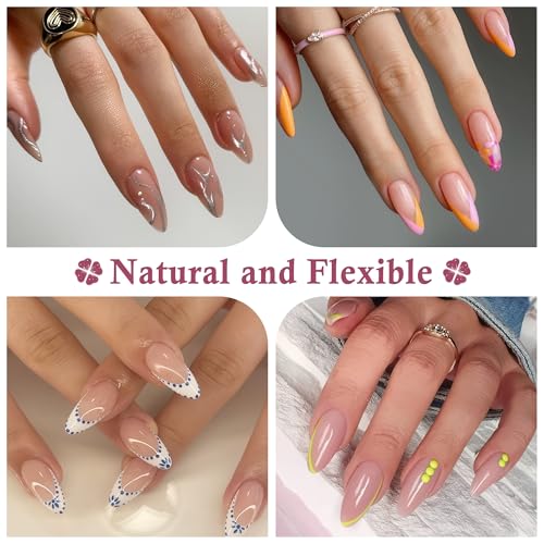 Image of Medium Almond Gel Nail Tips: 360Pcs Half Cover Nail Tips Almond Shape Soft Gel Tips 12 Sizes Half Matte Clear False Nails with Handles for Pre-shape Acrylic Press on Nails Extension DIY Home Salon