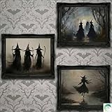 LANCHI95 3 Pcs 8x10in Vintage Rustic Witch Posters Halloween Wall Art Witch in The Forest Painting Prints Goth Dark Moody Wall Decor for Living Room Bedroom 8x10 in (UNFRAMED)